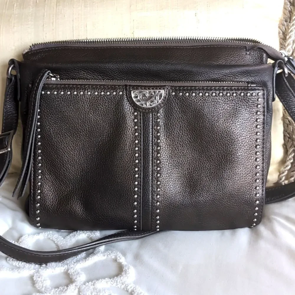 Brighton Jagger Crossbody City Organizer Bronze Leather